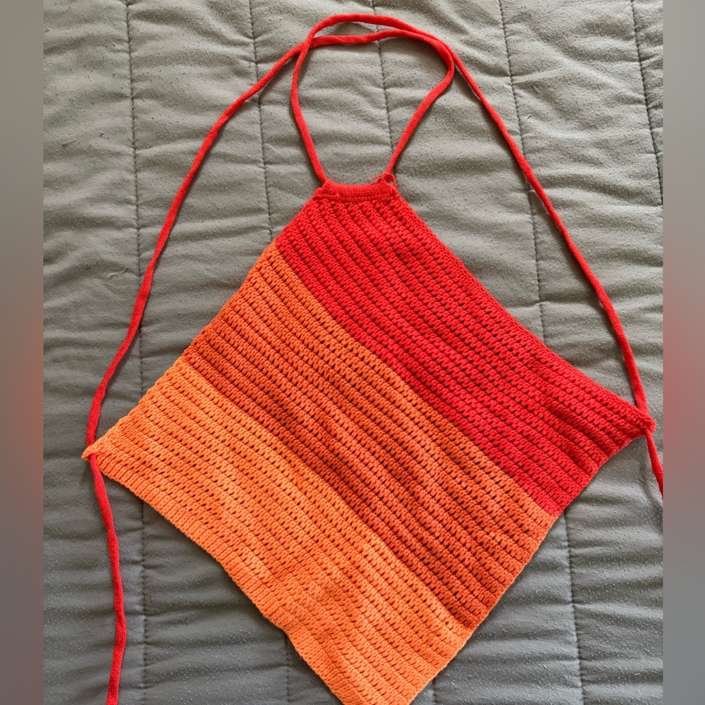 SHEIN Red and Orange Crochet Crop Top